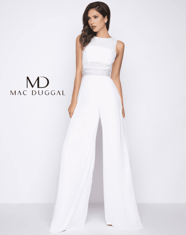 Mac Duggal White Jumpsuit